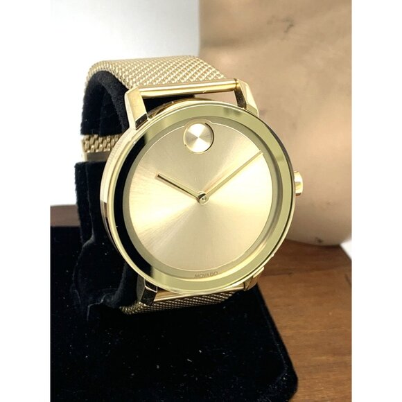 Movado Men's Watch 3600560 Bold Gold Dial Swiss Quartz Steel 40mm Mesh Band - Picture 13 of 14